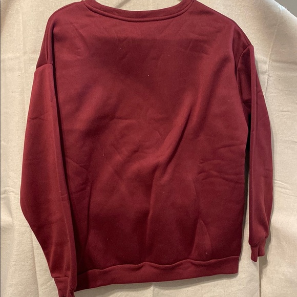 Cozy Red Shrug with Ribbed Crewneck - Picture 4 of 4